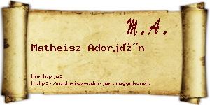 Matheisz Adorján névjegykártya